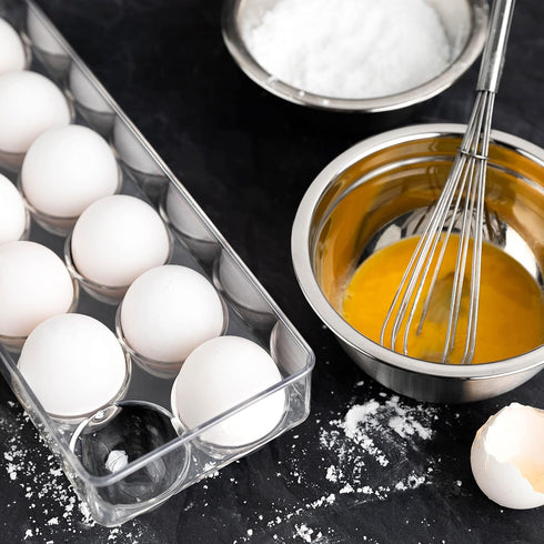12 count 2 Pack Egg Holder for Fridge Egg Container for Refrigerator Clear Stackable with Lid & Handles