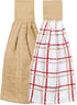 Ritz Premium 100% Cotton Kitchen Tie Towel, Absorbent, Super Soft, Fast Drying, Set of Two, Biscotti