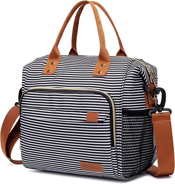 TuErCao Insulated Lunch Bag for Women, Leakproof Soft Cooler Lunch Box for Work, Picnic Travel, Stripes