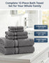 Set 12 100% 4 4 4 LANE LINEN Bath Towel of Premium Cotton Towels for Bathroom, Bath, Hand & Washcloth, Zero Twist
