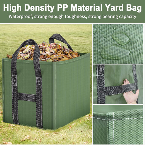 2-Pack 66 (25.5" 25.5" 27.5" Gallons Reusable Yard Waste Bags, Upgrade Heavy Duty Foldable Garden Leaf Bag Lawn Bags