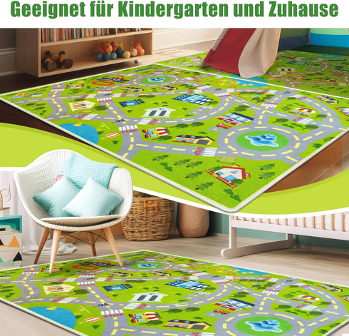4x6 3-12 (KR1, 4x6ft) Ft Kids Rug Car Play Mat Car Rug for Playroom, Kids Educational City Traffic Road Map Fun Carpet