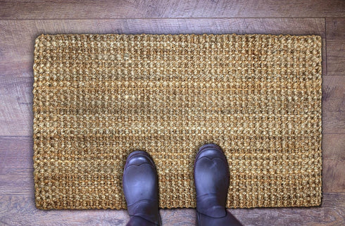 Jute Handspun 24" x 36" Area Rug, Premium Reversible Chunky Textured Tan Beige Accent Carpet