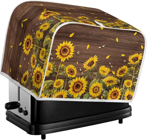 Sunflower Print Toaster Cover, Universal 4 Slice Dustproof Oven Cover for Toaster Accessories