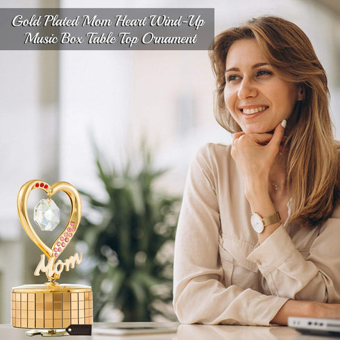 24K Matashi Gift for Her Gold Plated Music Box Plays Amazing Grace Elegant Home Decor Showpiece for Mom, Wife, Grandma