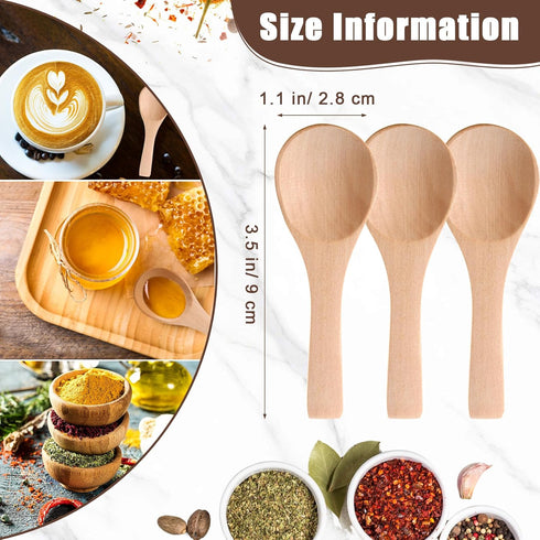 Boao 50 Pcs Small Wooden Spoons, 3.5'' L, Mini Wood Natural Tiny Spoons for Jars, Sugar, Creamer, Honey