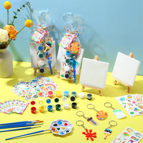 206 4 4 Inch Set HyDren Pcs Paint Party Favors Bulk x Canvas Easel and Watercolor Paint Palette Brush Stickers Puffy