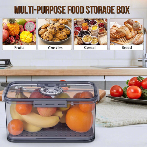 Bread Box for Kitchen Counter, Airtight Bread Storage Container with Lid for Homemade Bread, Grey