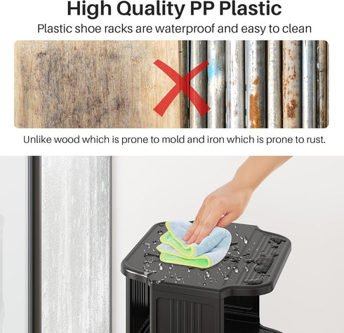 8-Tier Closets Kitstorack Vertical Plastic Shoe Rack, Freestanding Stackable Storage Organizer for Small and Tight