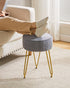 WBD009G IBUYKE Teddy Velvet Round Footrest Stool Ottoman, Makeup Vanity Stool Side Table, Velvet Dressing Table Seat