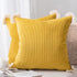 Phantoscope Pack of 2 Corduroy Soft Pillow Covers - Decorative Striped Velvet Throw Pillows with Cotton Tassels