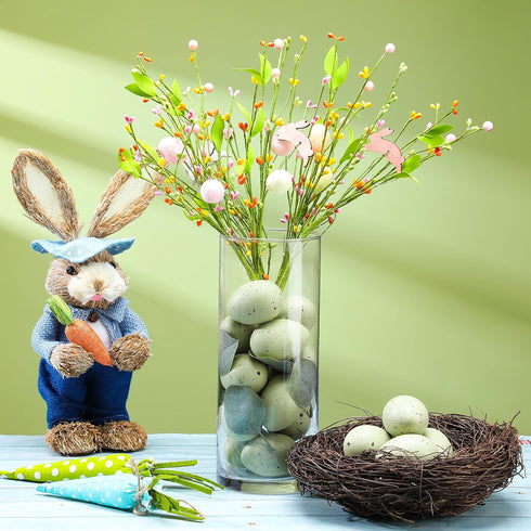 16 2.4 SiliFine Pcs Easter Speckled Eggs in Plastic Speckled Eggs Bowl and Vase Filler for DIY Spring Displays