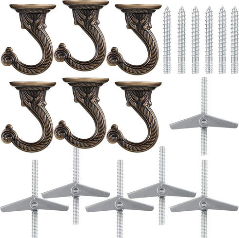 Hotop 6 Pieces Swag Ceiling Hooks, Heavy Duty Hanging Plants Toggle Hooks for Indoor Outdoor Installation