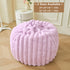 MEGO Kids Fluffy Faux Rabbit Fur Bean Bag Chair Cover(No Filler), Light Purple Plush Striped Stuffed Animal Storage