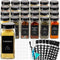 AISIPRIN 24 Pcs Glass Spice Jars with 398 Labels, 4oz Empty Square Spice Containers with Shaker Lids, Funnel, Brush and
