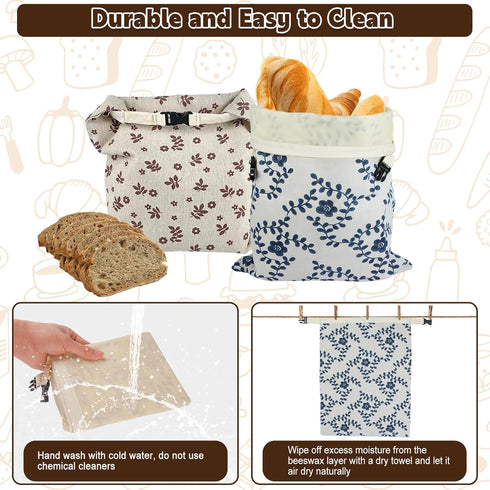 2 Pack 10 Reusable Bread Bags for Homemade Bread Sourdough, XL Bread Bag with Zipper, Pcs Large Paper Bags with Window