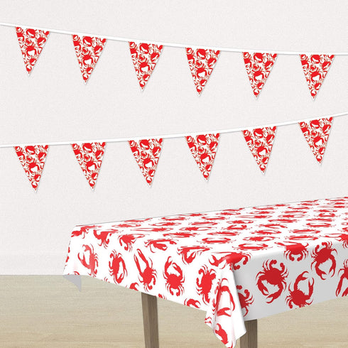 Beistle Plastic Nautical Theme Party Crab Pennant Banner Luau Beach Decorations