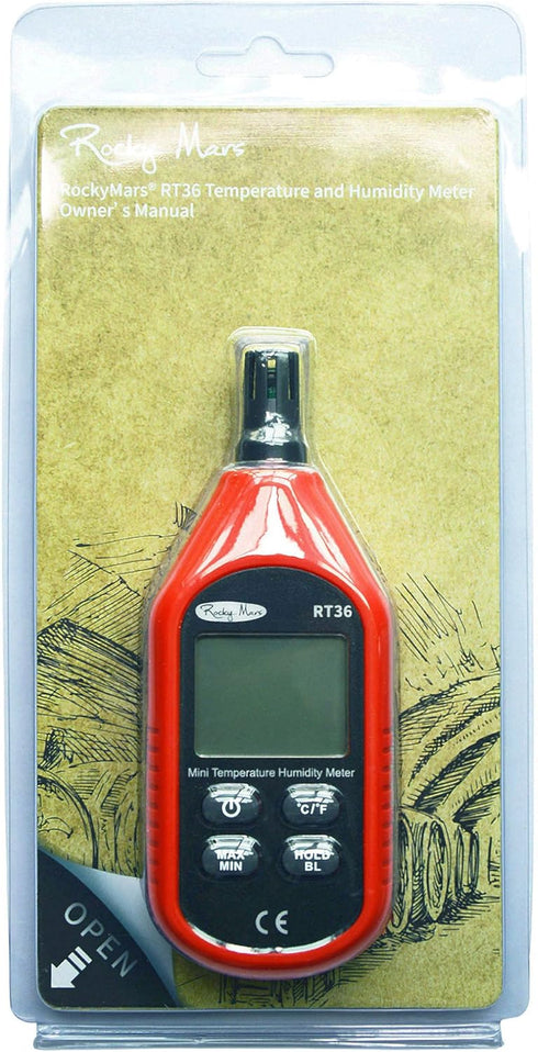 RT36 Digital Temperature and Humidity Monitor with Battery Low Indicator, LCD Display