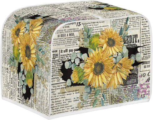 Retro Sunflower Newspaper Toaster Dirt Cover Dust Covers For Kitchen Appliances 2 Slice Toaster Appliance Cover, S