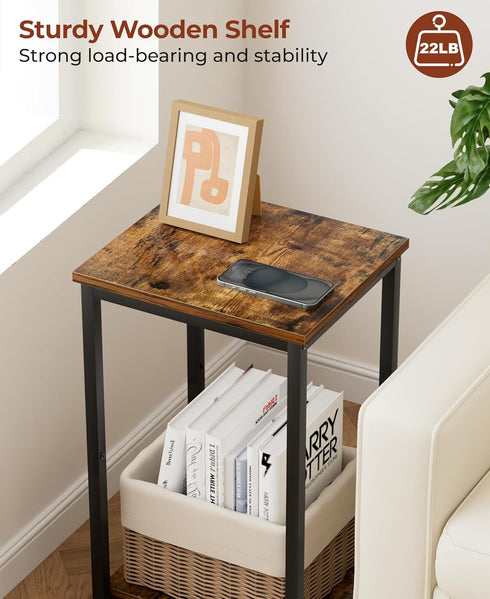 2-Tier KEETDY Small Side Table for Small Space End Tables for Living Room, Storage Shelf Night Stand, Sofa Bedroom