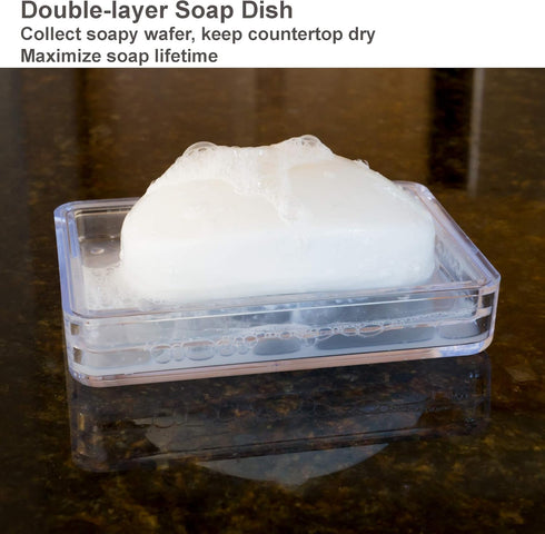 Youngever 4 Pack Soap Holders, Detachable Clear Bar Soap Dish for Shower, Sink Bathroom