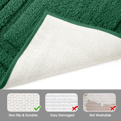 HOMEIDEAS 2 Piece Bathroom Rugs Set, Super Soft Non Slip Microfiber U-Shaped Toilet Bath Mat (Dark Green)