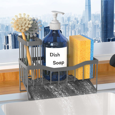Fssvcd Maifan Sink Caddy Sponge Holder for Kitchen with Brush Holder and Stainless
