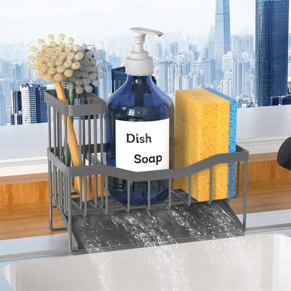 Fssvcd Maifan Sink Caddy Sponge Holder for Kitchen with Brush Holder and Stainless