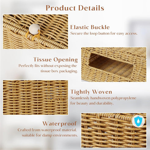 Wicker Hand Towel Box Cover Compatible with Disposable Paper Hand Towels, Wicker Paper Towel Holders, Hand Towel Holder