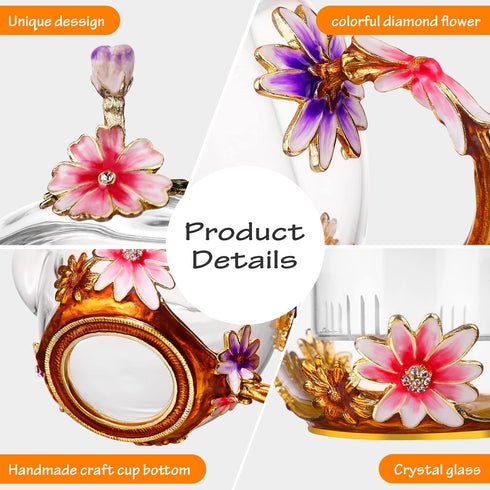 35OZ Luka Tech Enamel Glass Flower Teapot With Removable Loose Tea Leaf Infuser Tea Maker,Gifts For Women,Mom,Mothers