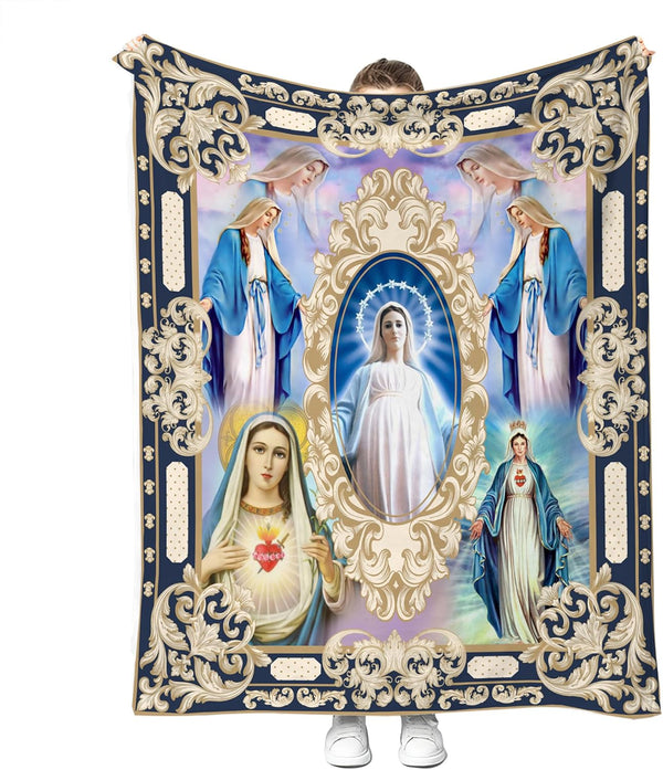 QIULIBMH Ultra Soft Virgin Mary Blanket Microfiber Our Lady of Guadalupe Throw Blanket