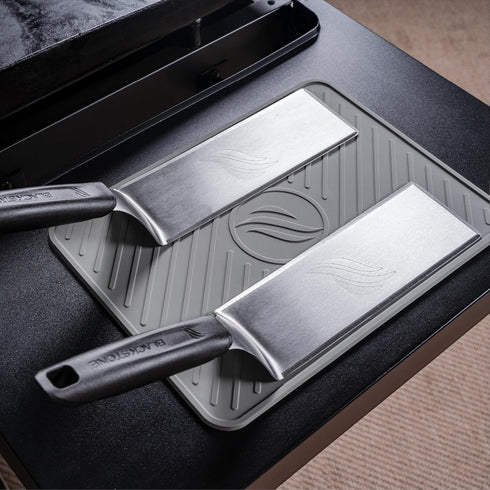 Blackstone 4222 Silicone Large Griddle Spatula Mat Serving Spoon Drip Pad & Grill Utensil Holder for Kitchen, Stovetop, Cooking & Countertop-Heat Resistant, Non Slip, Heavy Duty, (9.25" x 12.2"), Gray by BLACKSTONE