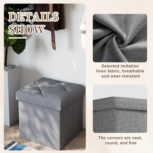 SAMRELAX 15 Inches Set, 500LBS, Ottoman with Storage, Folding Storage Ottoman Bench Storage Chest for Entryway, Living