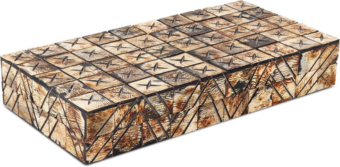 Handicrafts Home Handmade Paradox Pattern Decorative Box, Storage Organizer, Boho Style Treasure Box, 12x6x2