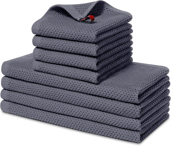 Homaxy 100% Cotton Kitchen Towels Set, 12 x 12 Inches & 13 x 28 Inches, Set of 8 Ultra Soft Absorbent Dish Towels