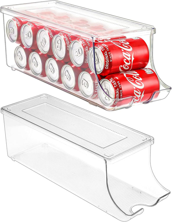 Puricon 2 Pack Soda Can Organizer Dispenser for Refrigerator, Plastic Canned Food