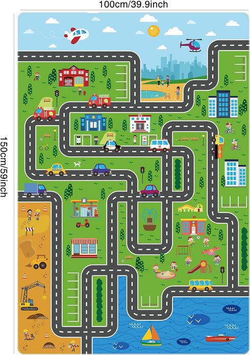 59X 39.4 INCH) Kids Car Playmat, Kids Rug for Playroom Car Mat Town City Road Traffic Rugs, Play Mat for Floor, Extra