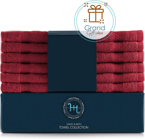 12 Pack 100% 13"x13" Hearth & Harbor Washcloths - Cotton Washcloth for Body and face, High Absorbent and Soft Body Wash