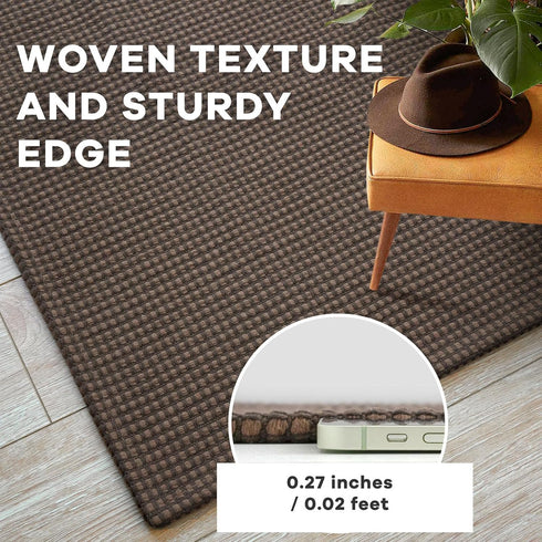 IOHOUZE 2'x3' Small Area Rug, Washable Boho Indoor Outdoor Doormat with Rubber Backing for Kitchen, Bathroom, Brown