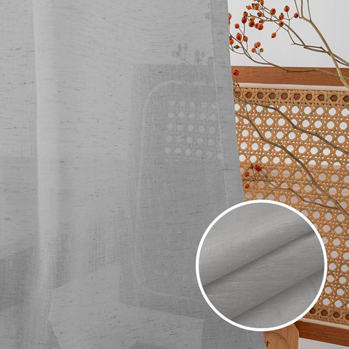 Turquoize Elegant Linen French Door Curtains, Light Filtering Rod Pocket Panels for Glass Door, 25" W by 40" L, Dove