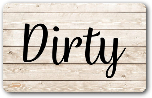 Rustic & White Wood Clean Dirty Magnet for Dishwasher, Reversible Sign Indicator, Magnetic Dish Washer Decor, Rustic