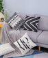 Set of 4 Black and White/Cream Decorative Throw Pillow Covers 18x18 Inch for Couch, Accent Pillows Case for Living Room