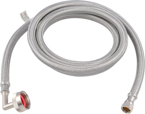 Eastman 6 Foot Dishwasher Supply Line, 3/8 Inch Compression x 3/4 Inch FHT Elbow, Braided Stainless Steel