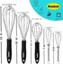 Anaeat Stainless Steel Kitchen Whisk Set of 5, Milk and Egg Beater Blender for Cooking, Baking