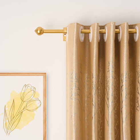 3/4" Standard Decorative Adjustable Curtain Rod,Heavy Duty Curtain Rods Set for Windows,30 To 80 Inch, Gold