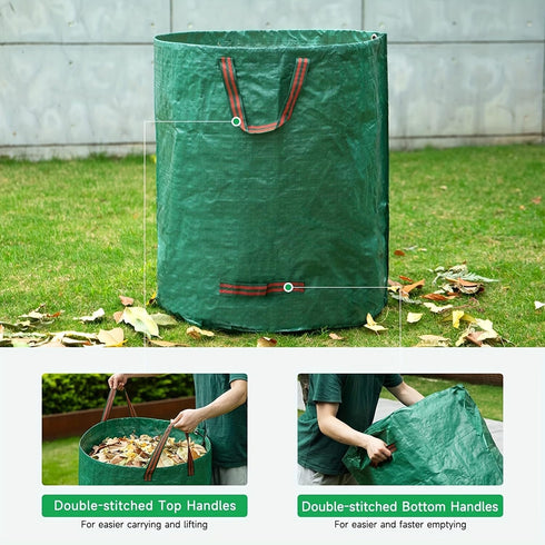 MHXWNHA 2-Pack 80 (33H 26D Inches) 4 Gallon x Reusable Standable Yard Waste Bags with Handles for Leaves, Debris, Grass