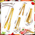 12 Pieces Tongs for Serving Utensils Mini Serving Tong Stainless Steel Appetizer Tongs Ice Sugar Tong Food Tong Cooking Tong for Salad Kitchen Buffet Party, 5 Inch, 9 Inch (Gold) by Sawysine