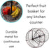 BIRDROCK HOME 2 Tier Wire Fruit Basket | Round Metal Standing Baskets | Freestanding Rustic Decorative Caddy