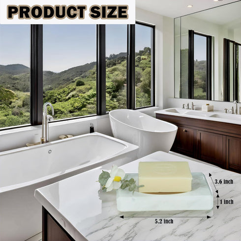 Countertop White Soap Dish Tray Marble Soap Holder Trinket Plate for Bathroom Sink Kitchen Bedroom Vanity Bathroom