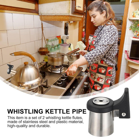 jojofuny 2Pcs Kettle Alarm Teapot Loud Whistle - Whistling Tea Kettle Lid Replacement, Stainless Steel Nozzle Flute